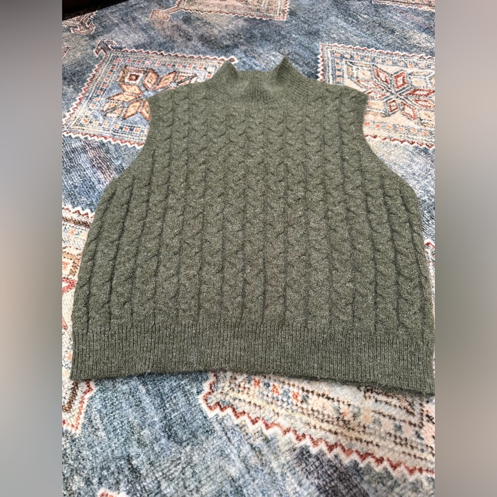 Entro Olive Cable Knit Turtleneck Sweater